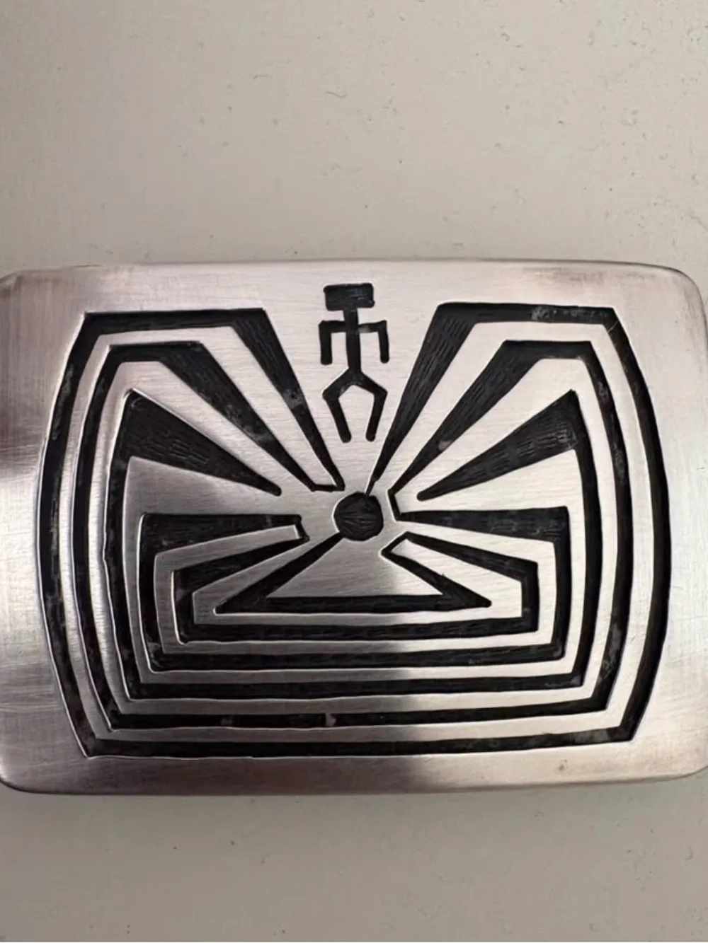 Vintage Hopi Man in the Maze Sterling Silver Belt Buckle